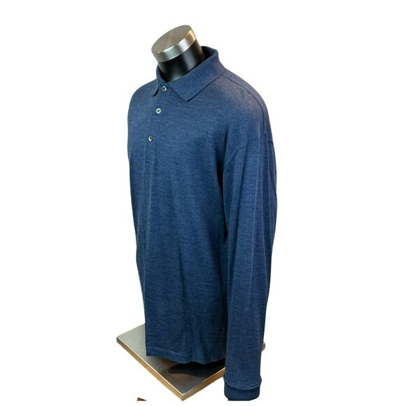 Marbas Merino Wool Long Sleeve Polo Sweater Mens Large 52 Blue Made In Italy - Picture 4 of 12
